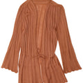 Suéter cardigã feminino vintage IT 44 acrílico marrom médio