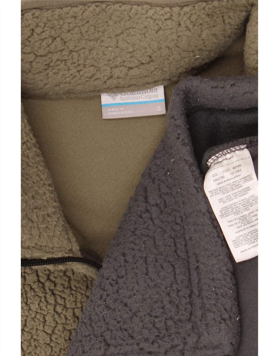 Jaqueta de lã masculina Columbia UK 36 poliéster colorblock cáqui pequeno