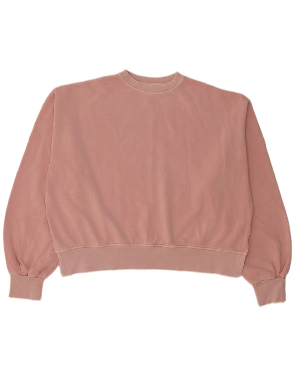Reebok Womens Crop Oversized Moletom Jumper UK 14 Médio Algodão Rosa
