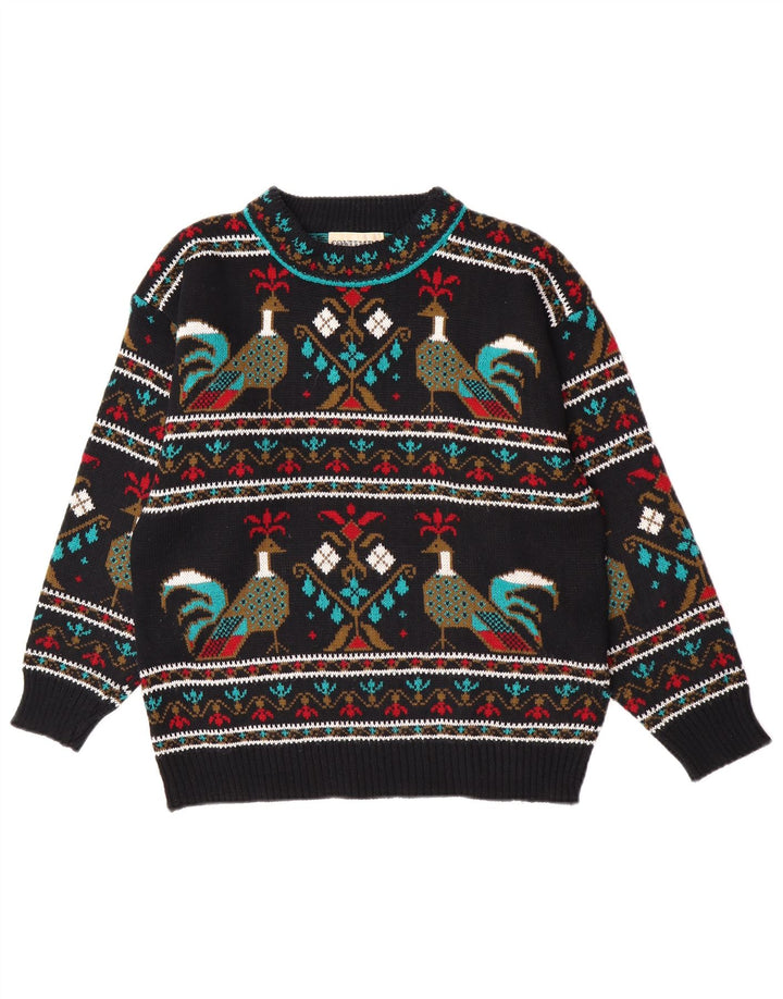 Suéter masculino Contempo com estampa abstrata e gola redonda, pequeno, preto, novidade