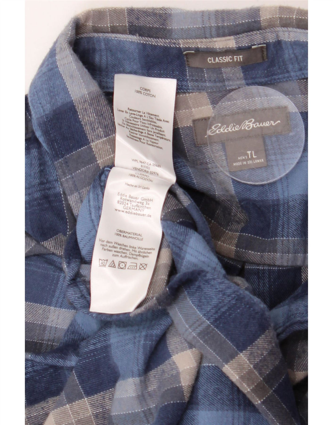 EDDIE BAUER Camisa masculina de flanela de ajuste clássico grande algodão xadrez azul