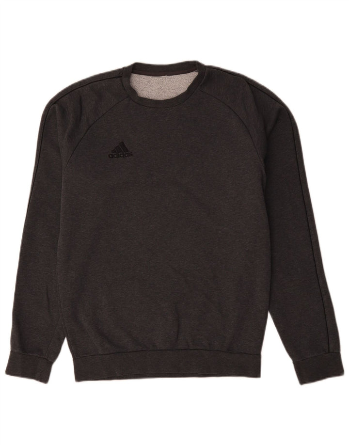 Adidas Mens Moletom Jumper Pequeno Algodão Cinza