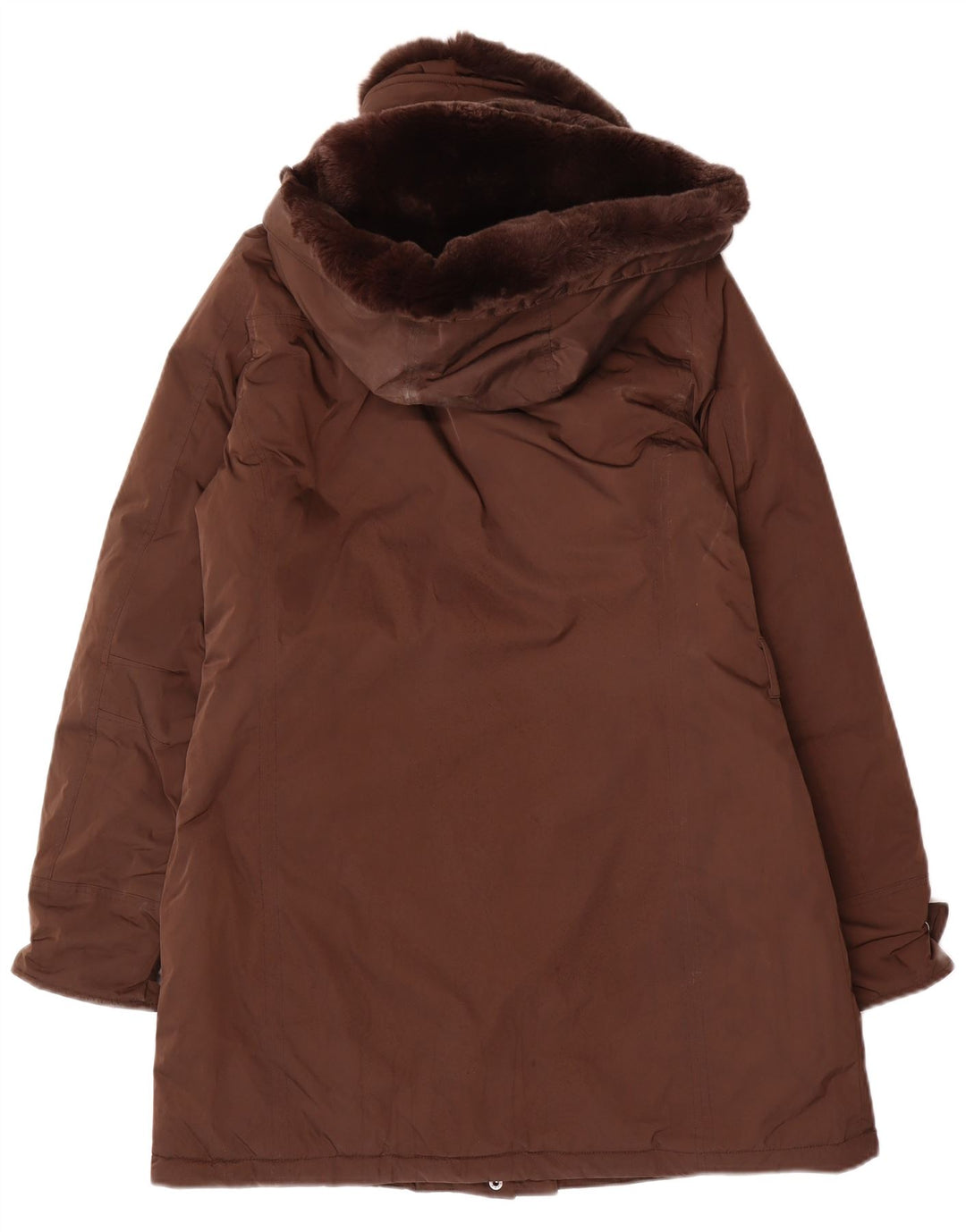 Jaqueta Parka Feminina Woolrich com Capuz Reino Unido 14 Poliéster Marrom Médio