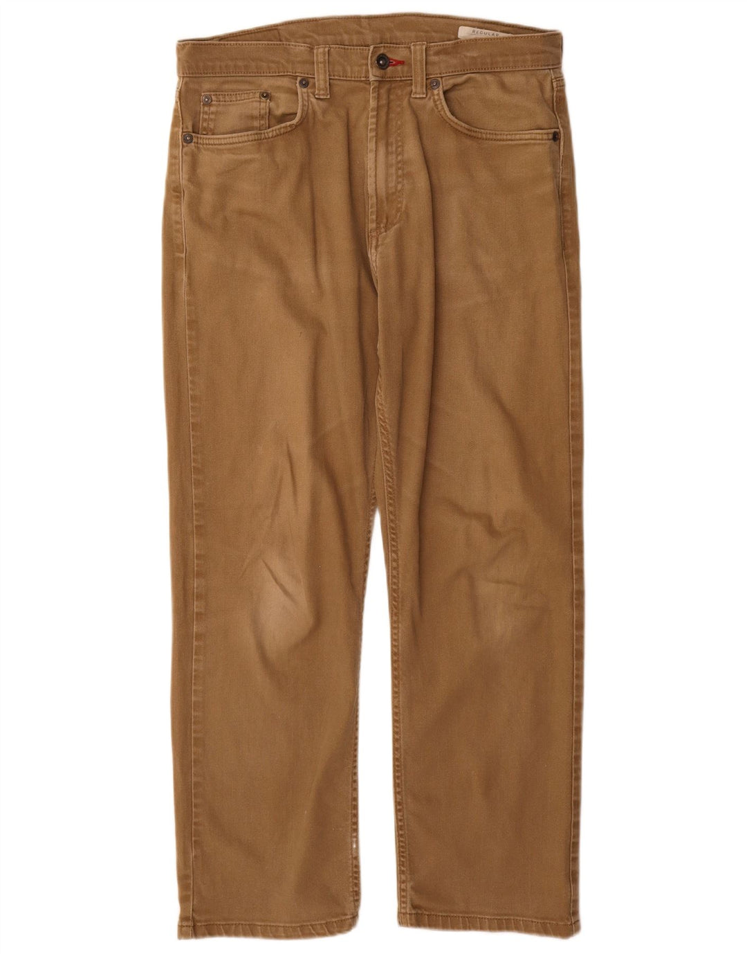 Calça jeans reta regular masculina Marks & Spencer W32 L29 algodão bege