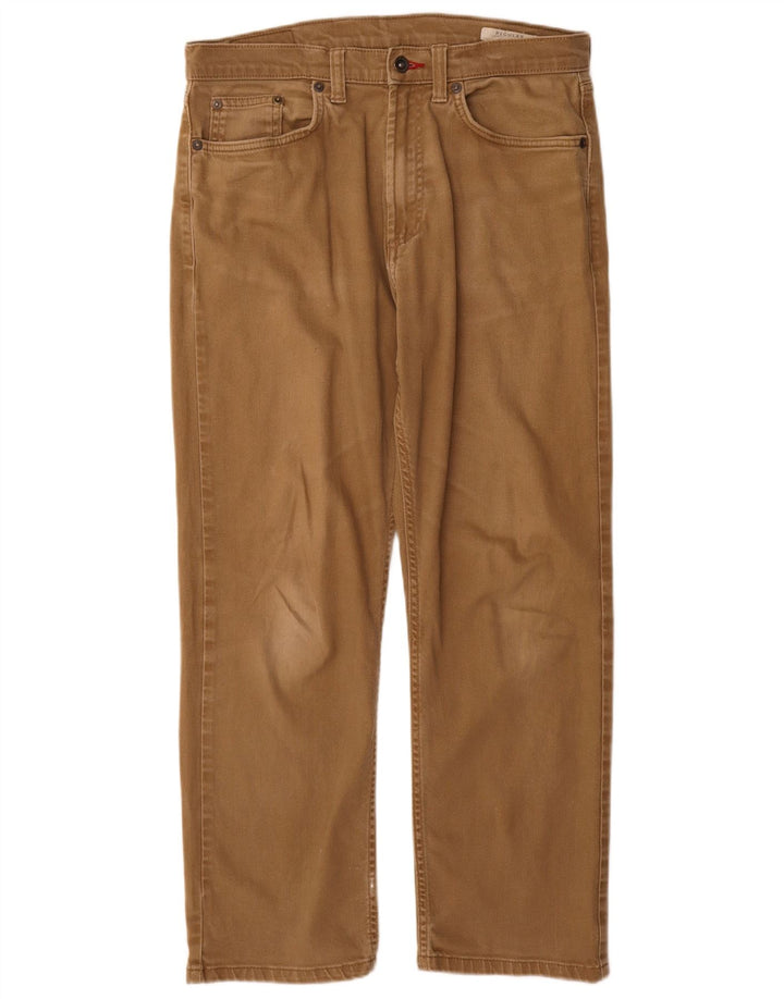 Calça jeans reta regular masculina Marks & Spencer W32 L29 algodão bege