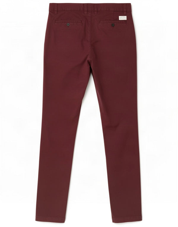 Jack Wills Mens Skinny Chino Calças W32 L32 Algodão Borgonha