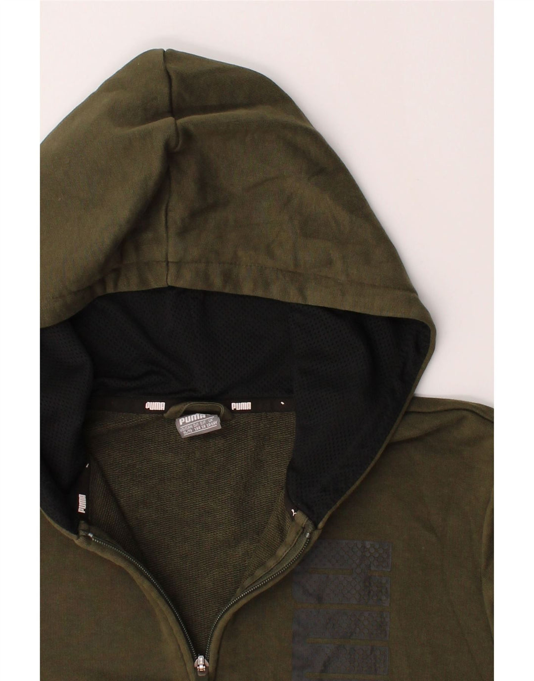 PUMA Boys Graphic Zip Hoodie Sweater 13-14 Years Green Vintage Puma and Second-Hand Puma from Messina Hembry 