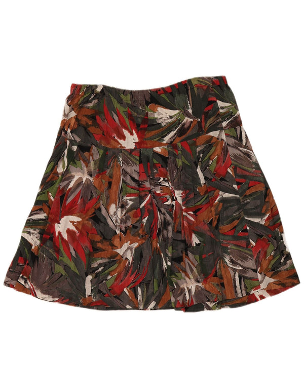 Saia feminina vintage com padrão abstrato evasê W34 grande multicolorida
