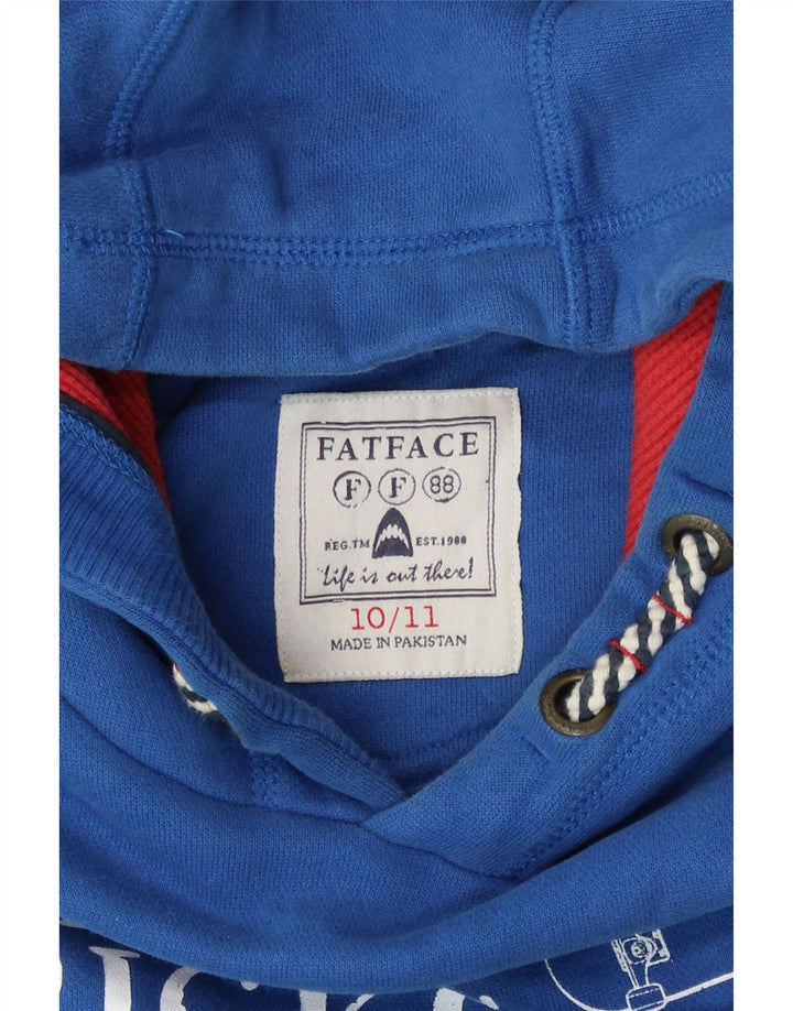 FAT FACE Boys Graphic Hoodie Jumper 10-11 Years Blue Cotton Vintage Fat Face and Second-Hand Fat Face from Messina Hembry 