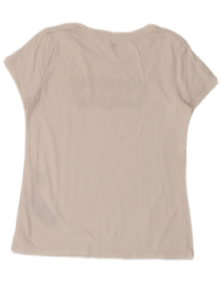 Camiseta feminina gráfica Levi's UK 14 algodão branco médio