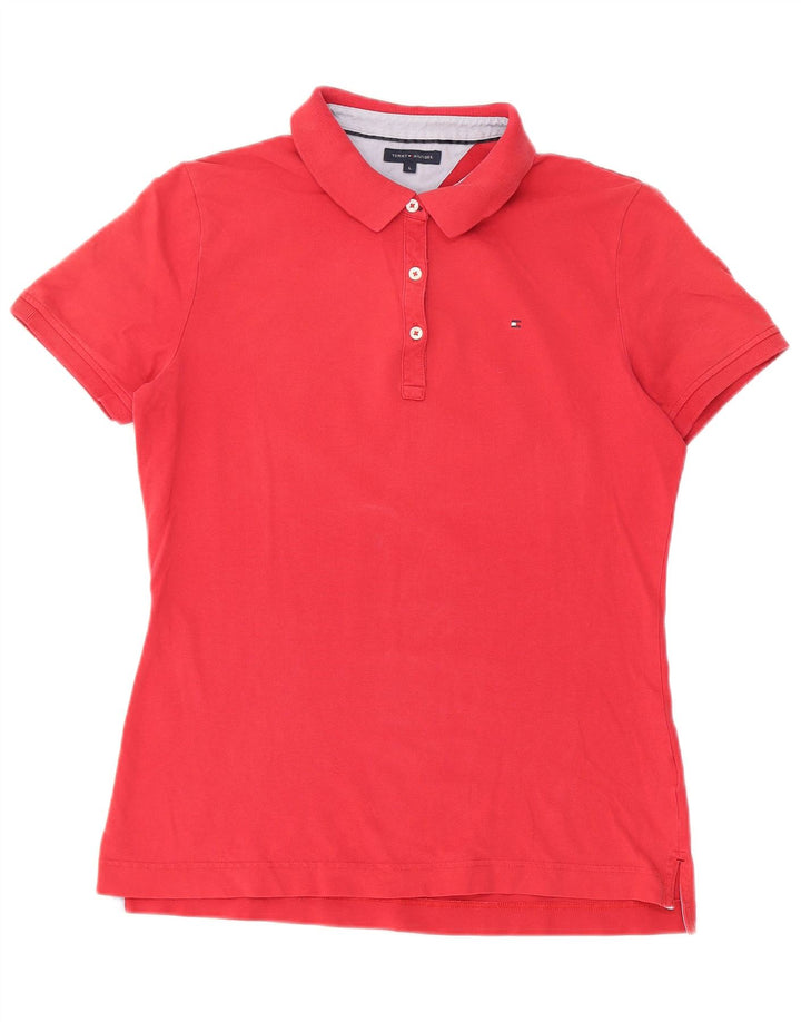 Camisa polo feminina Tommy Hilfiger UK 14 grande vermelha