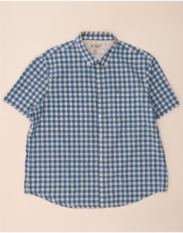 Camisa masculina de manga curta Penguin 3XL azul guingão