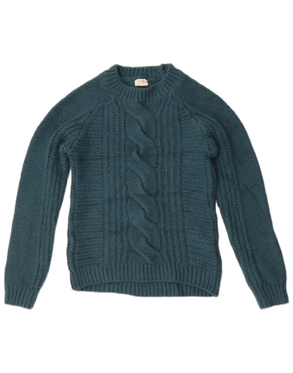 Suéter feminino Fat Face com gola redonda Reino Unido 6 XS verde acrílico