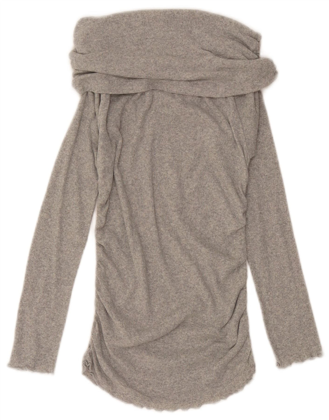 Zara Top feminino com gola redonda e manga comprida Reino Unido 12 cinza médio manchado