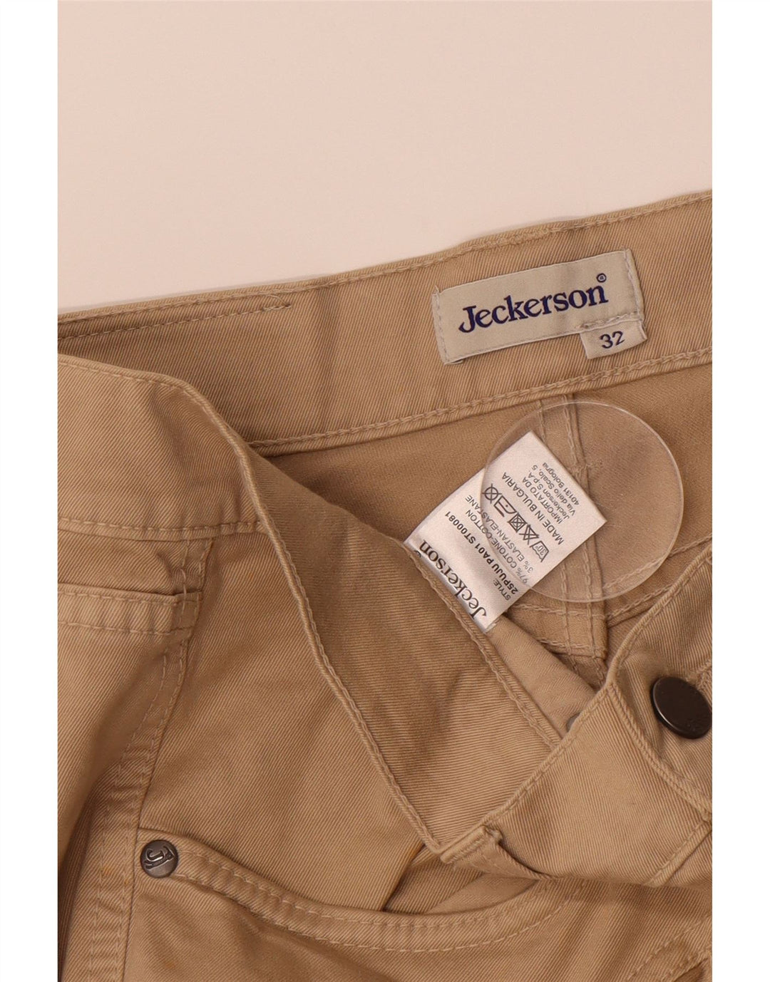 JECKERSON Mens Straight Casual Trousers W32 L31 Brown Cotton Vintage Jeckerson and Second-Hand Jeckerson from Messina Hembry 
