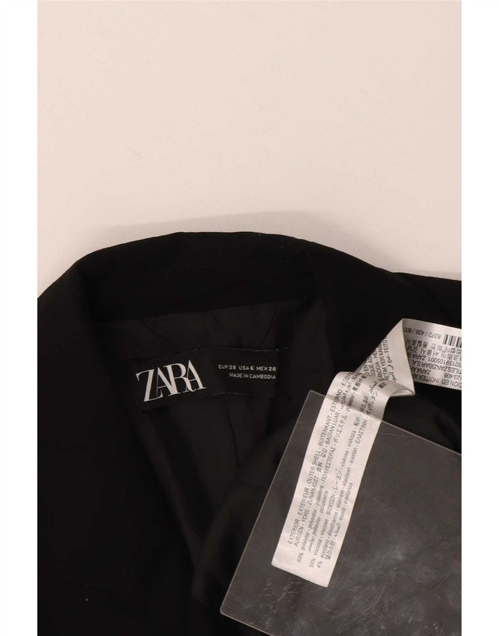 Jaqueta blazer feminina Zara com 1 botão EU 38 poliéster preto pequeno