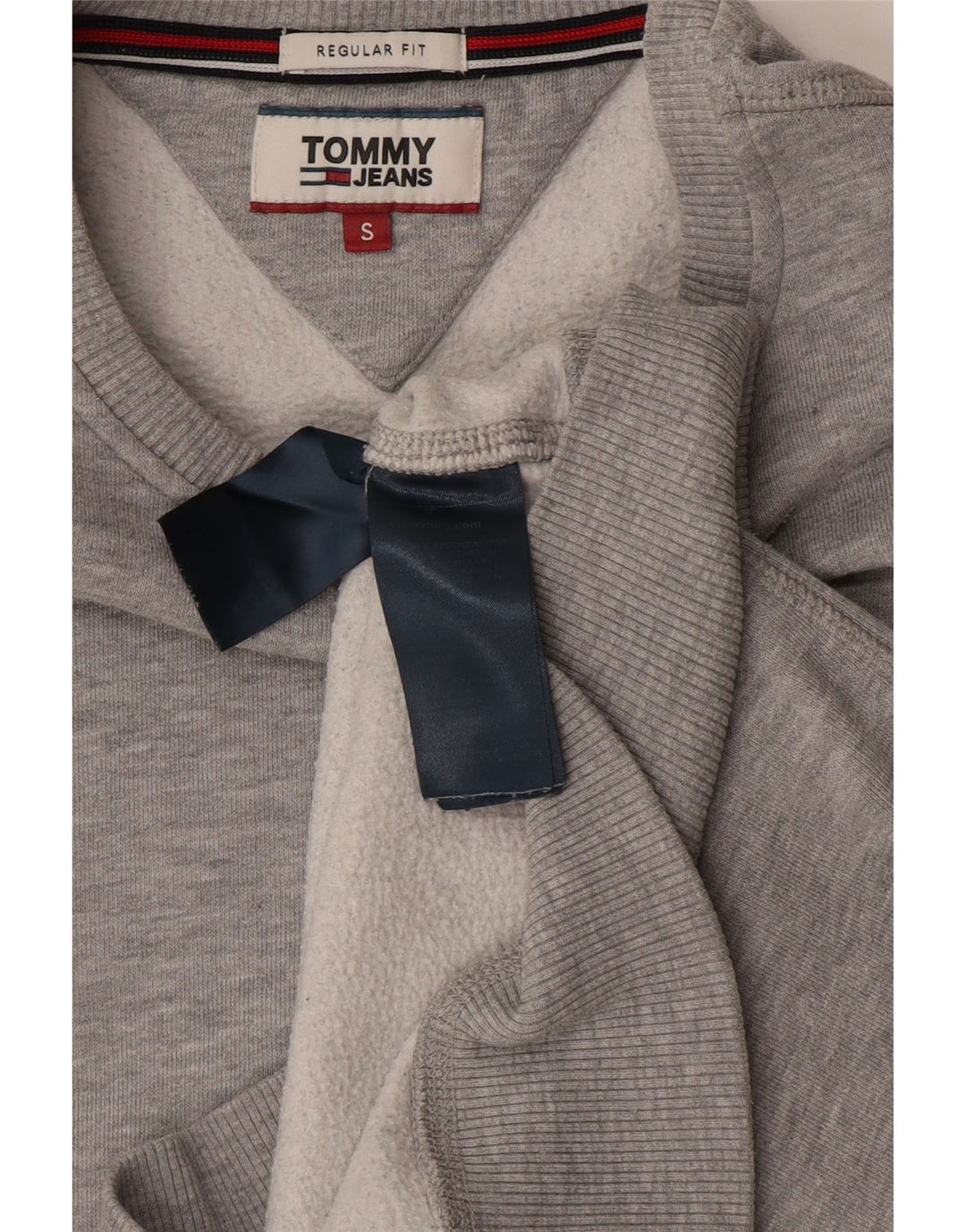 TOMMY HILFIGER Suéter masculino de ajuste regular pequeno cinza manchado