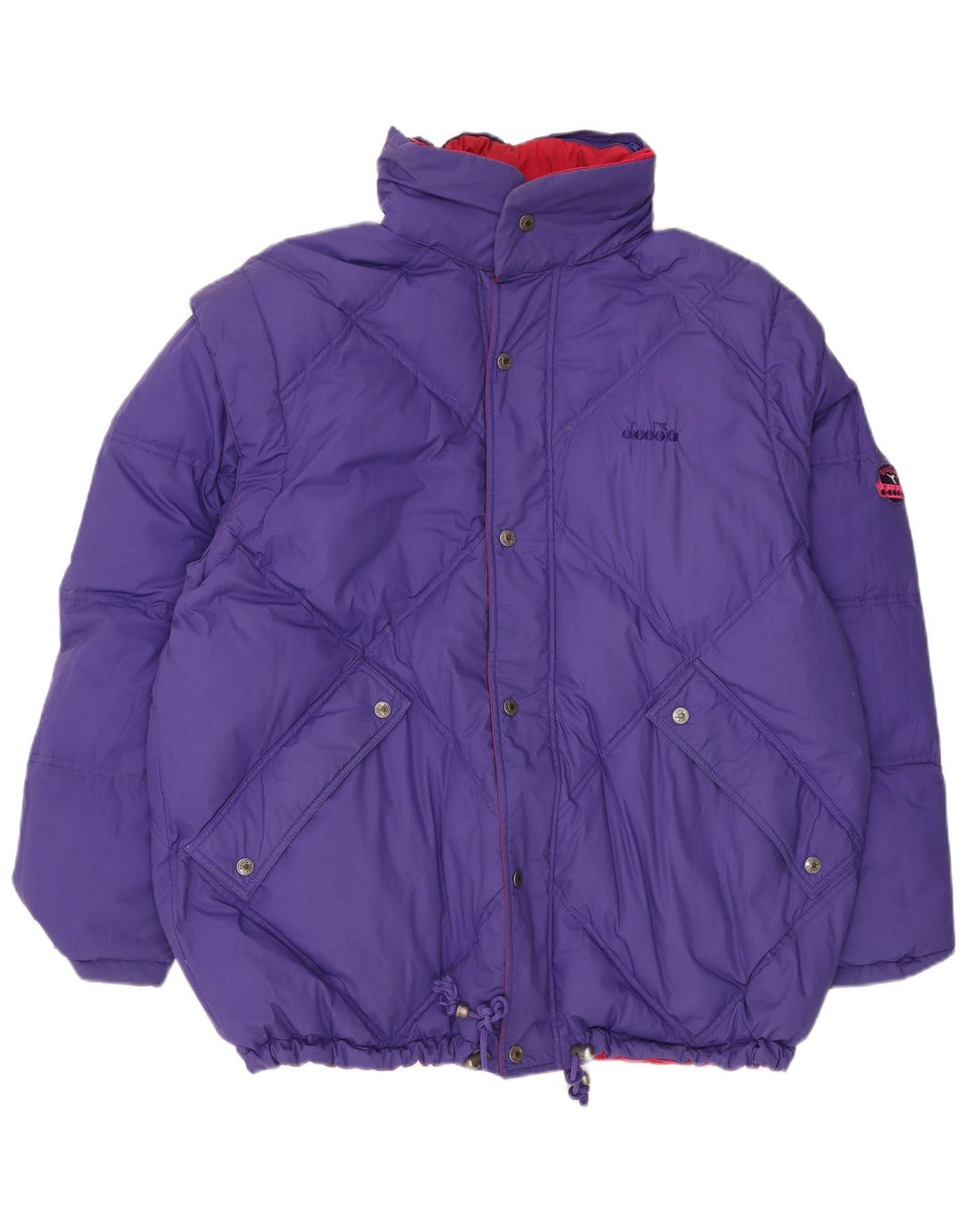 Jaqueta acolchoada reversível masculina DIADORA UK 42 XL poliéster vermelho