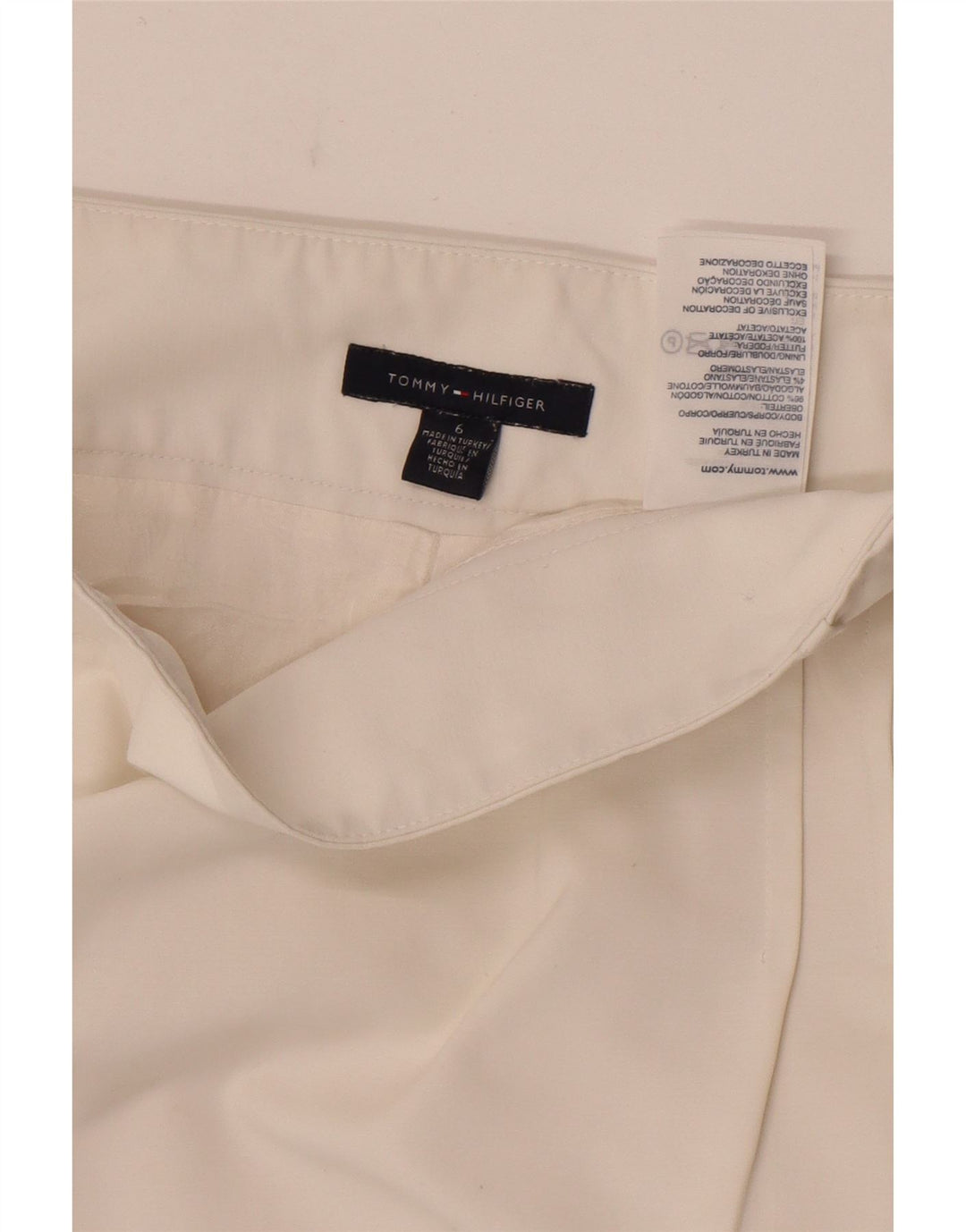 Saia reta feminina Tommy Hilfiger EUA 6 médio W29 algodão branco