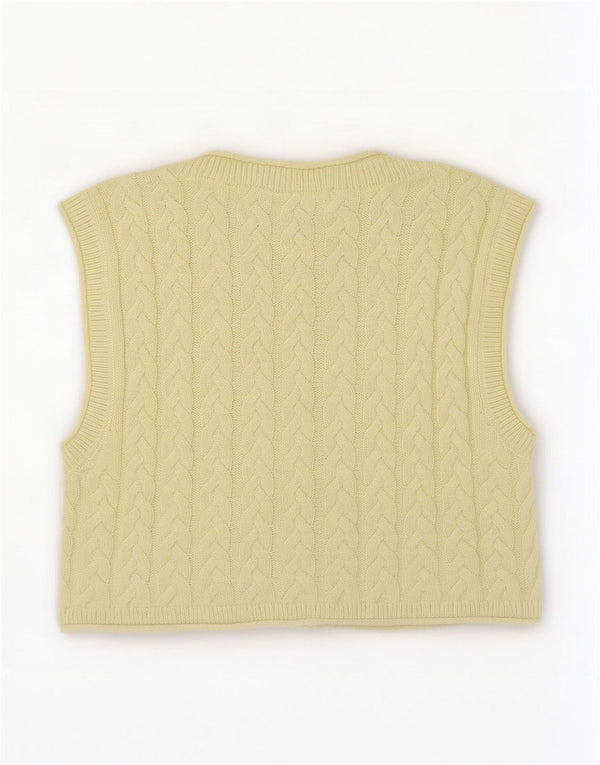 Zara Womens Crop Vest Tank Top UK 10 Pequeno Algodão Amarelo