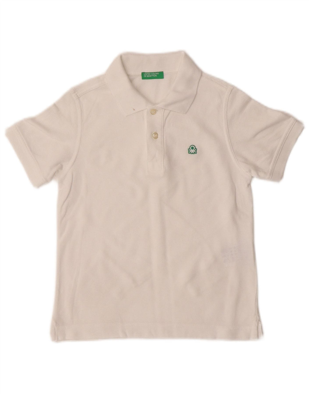 Polo Benetton Boys 6-7 Anos Pequeno Algodão Branco