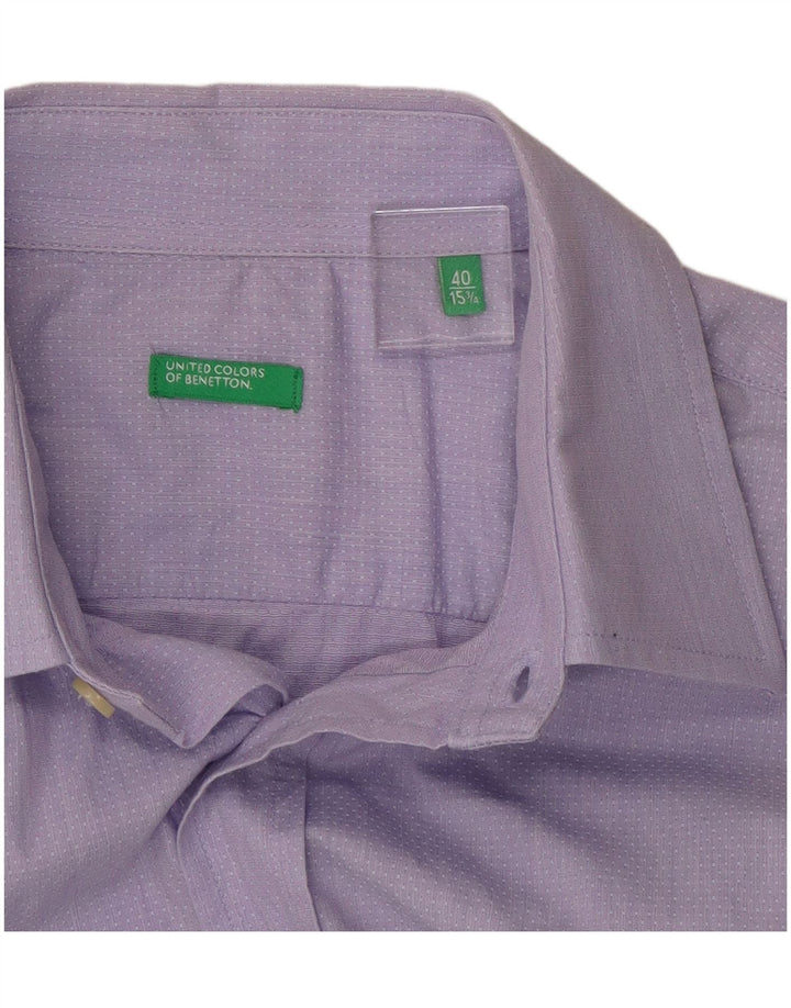 Camisa masculina BENETTON tamanho 40 15 3/4 médio roxo manchado