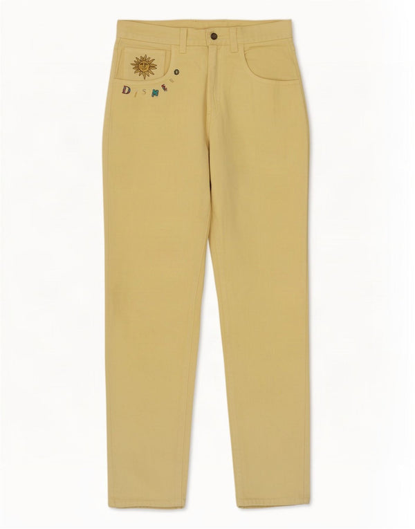 Calça Jeans Cônica Feminina DISMERO W33 L31 Algodão Amarelo