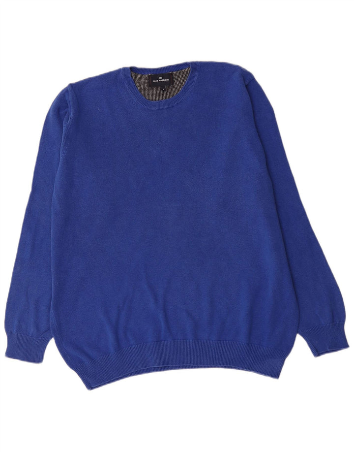 Suéter masculino Marks & Spencer Blue Harbor com gola redonda grande azul