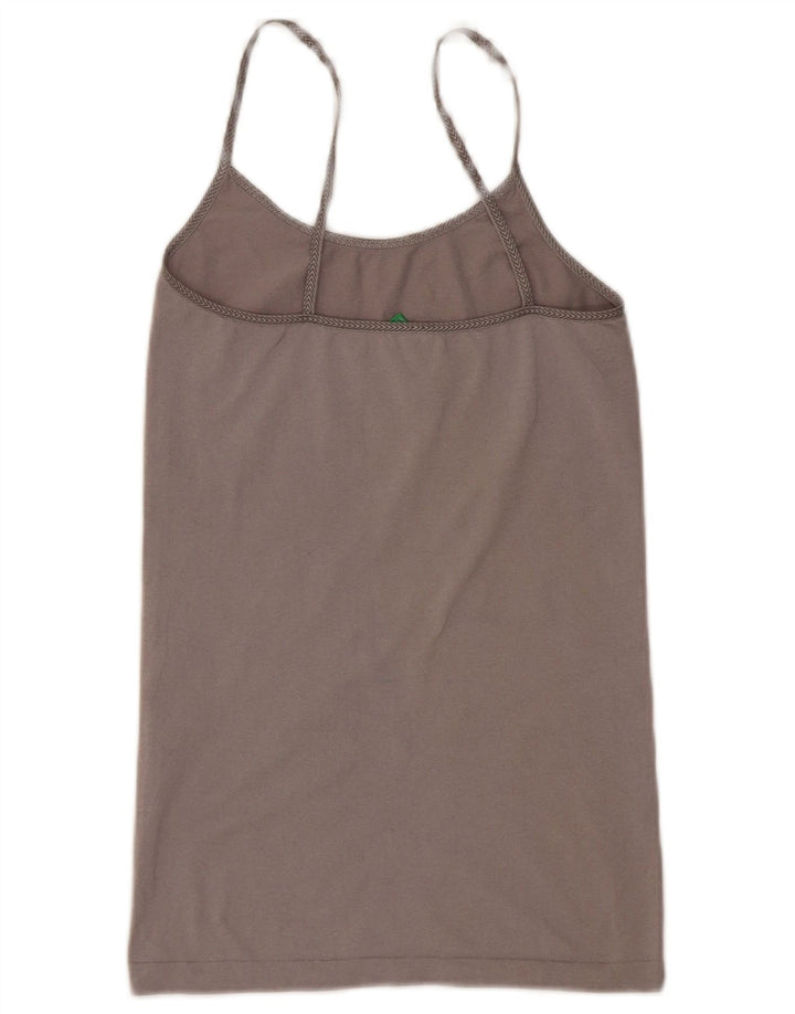 Top feminino Benetton Crop Cami UK 8 pequeno cinza poliamida