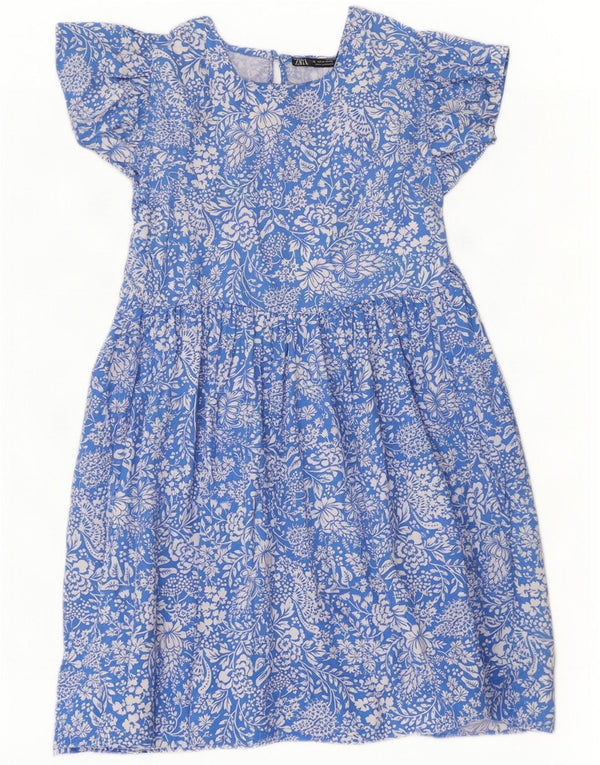 Vestido feminino Zara A-Line UK 18 XL azul floral