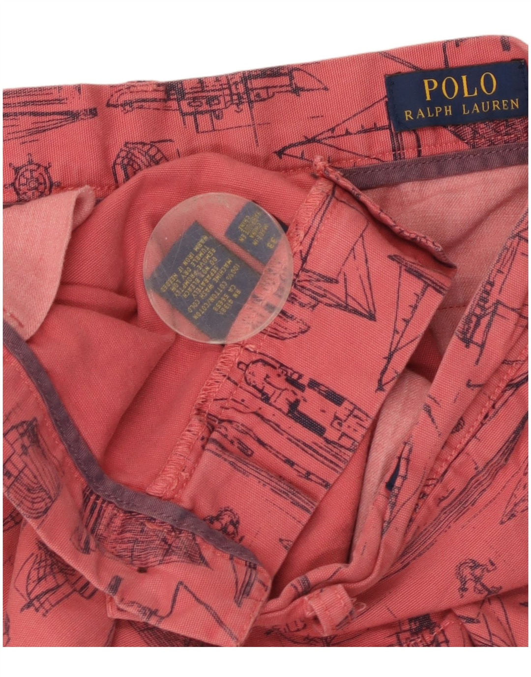 Polo Ralph Lauren Masculino Abstrato Padrão Chino Shorts W33 Médio Algodão Rosa