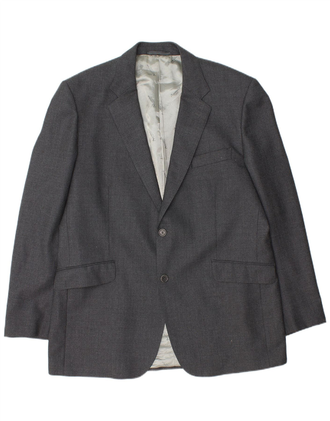 Aquascutum Jaqueta Blazer Masculina com 2 Botões Reino Unido 46 3XL Lã Cinza