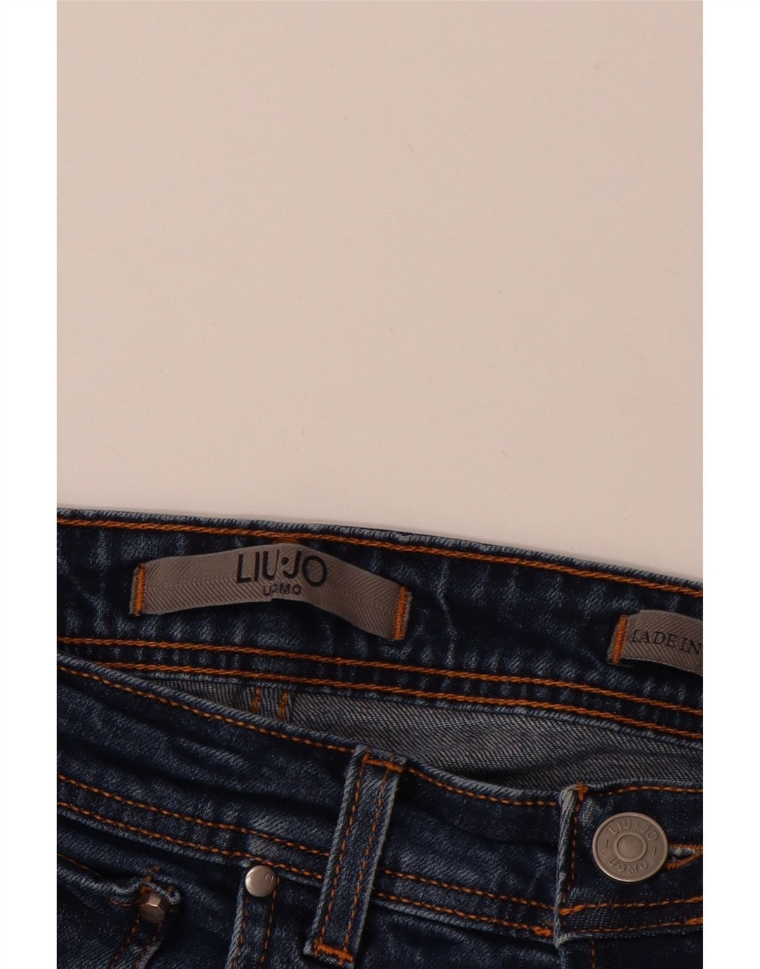 LIU JO Mens Jeans Slim W28 L32 Azul Marinho Algodão