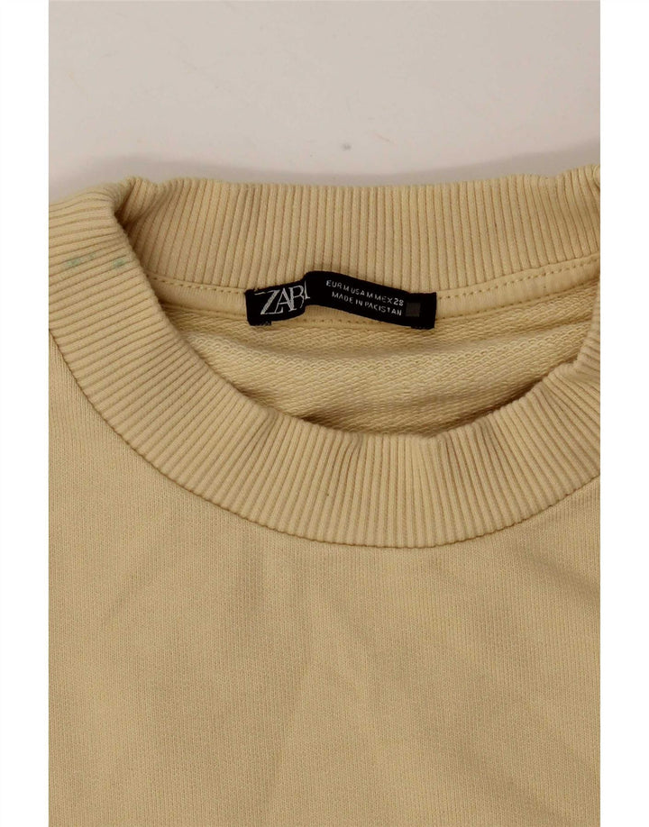 Zara moletom feminino jumper UK 14 algodão amarelo médio