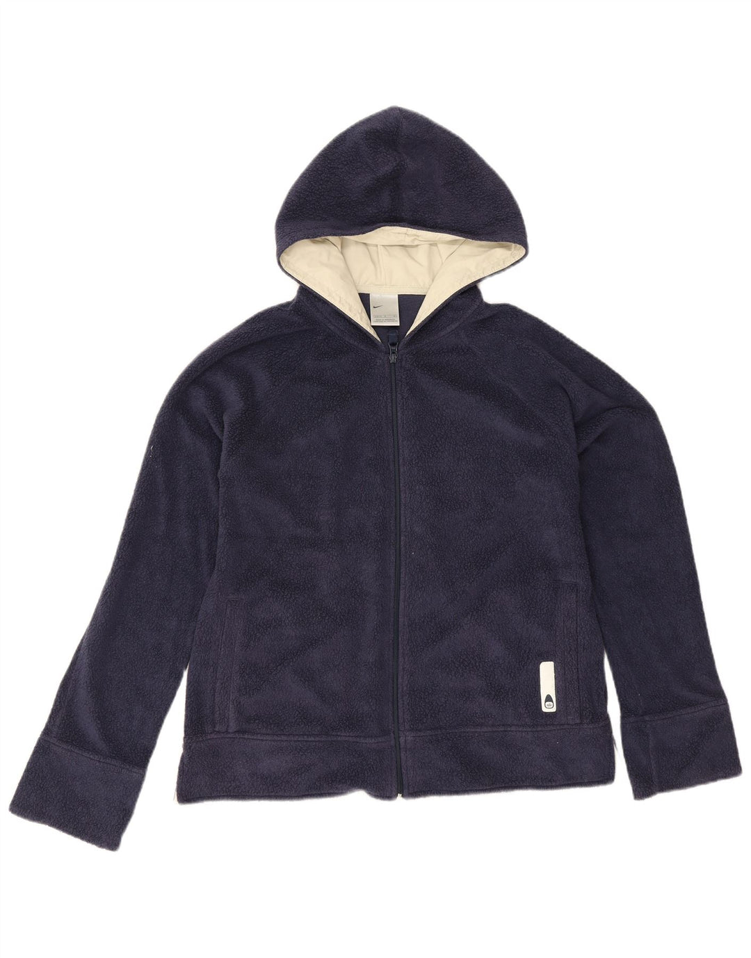 Jaqueta de lã com capuz feminina Nike US 12/14 grande poliéster azul marinho