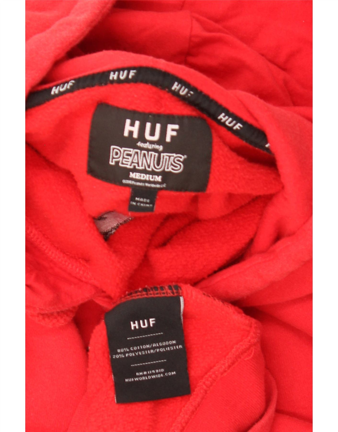 Suéter masculino HUF Peanuts com capuz gráfico médio algodão vermelho