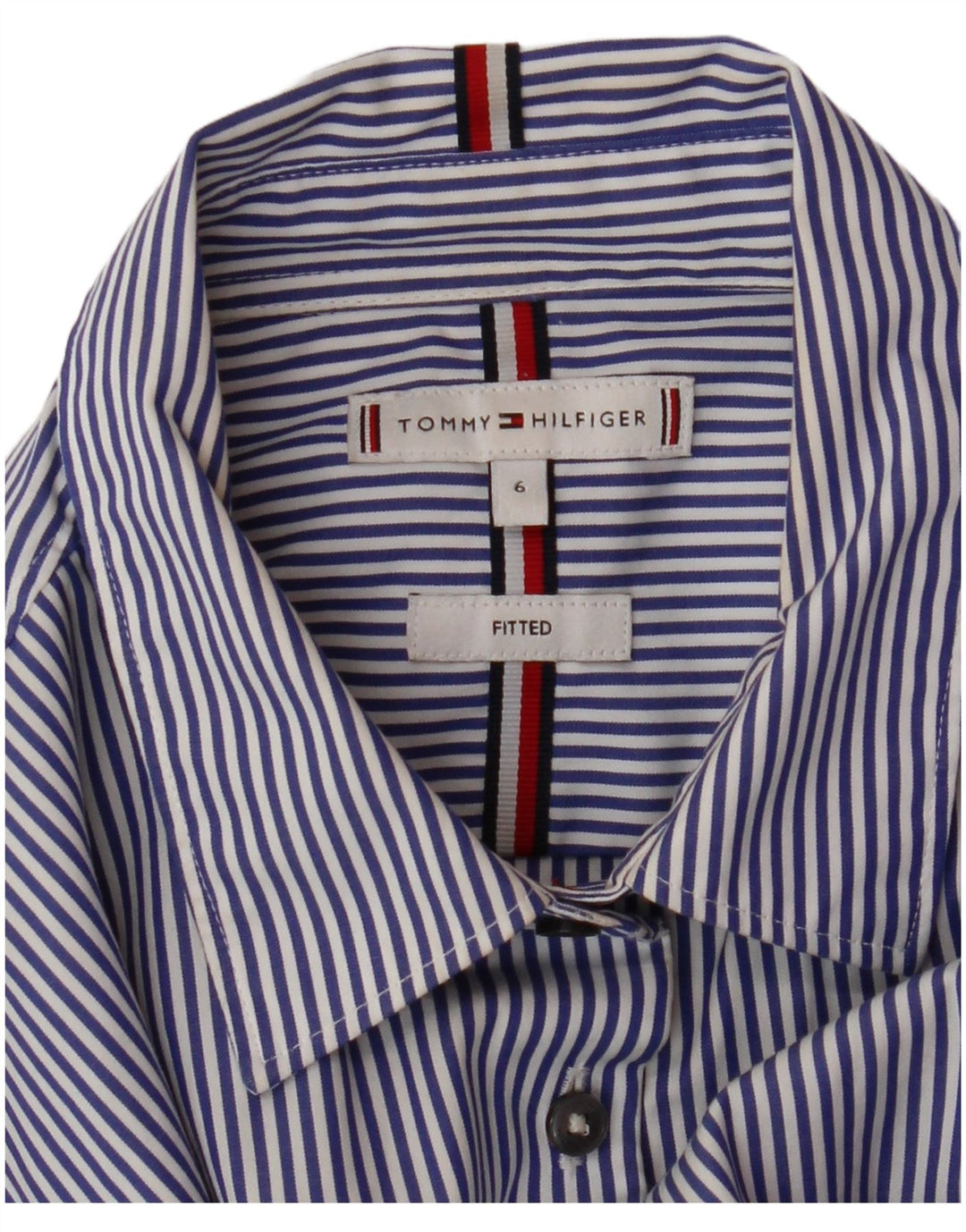 Camisa justa feminina TOMMY HILFIGER EUA 6 listrado azul médio