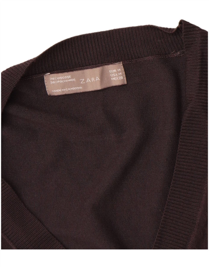 Suéter cardigã feminino Zara Reino Unido 12 Viscose cinza médio