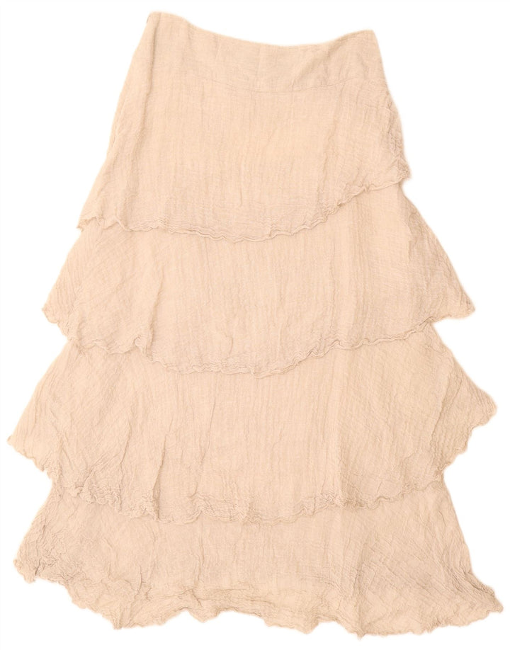 Saia feminina VINTAGE de cintura alta em camadas W28 médio bege