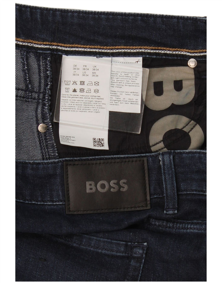 Hugo Boss Mens Slim Jeans W38 L34 Azul Marinho Algodão