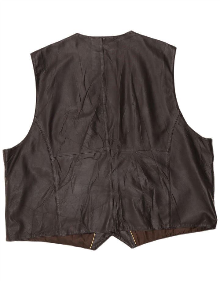 Colete de couro masculino vintage 2XL couro marrom