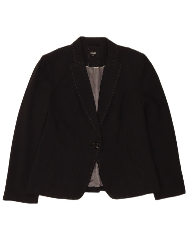 Jaqueta blazer feminina Marks & Spencer com 1 botão Reino Unido 14 grande poliéster preto