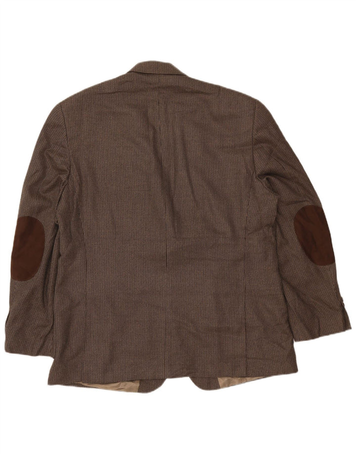 Jaqueta blazer masculina IZOD com 2 botões UK 44 2XL marrom listrado rayon