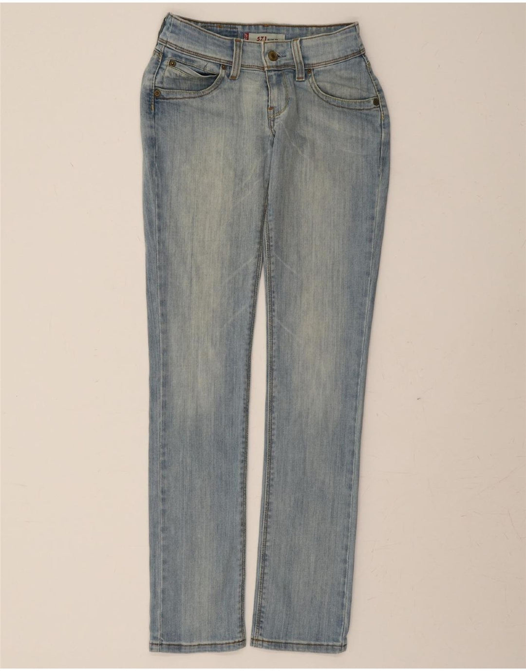 LEVI'S Womens 571 Slim Jeans W26 L32 Blue Cotton Vintage Levi's and Second-Hand Levi's from Messina Hembry 