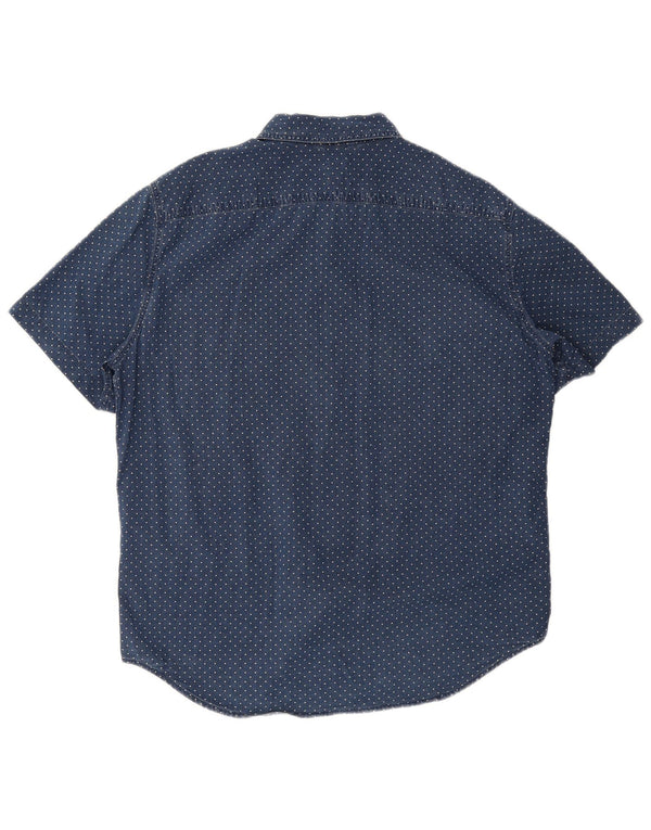 Camisa masculina Levi's manga curta padrão ajuste grande algodão manchado azul marinho