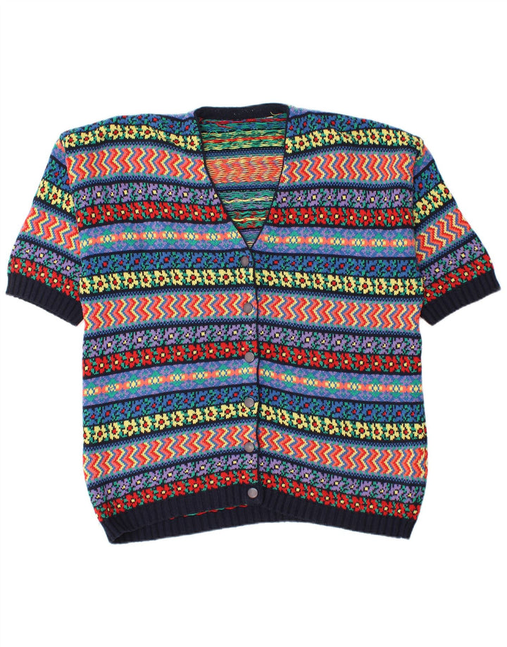 Suéter feminino vintage de grandes dimensões UK 16 grande multicolorido