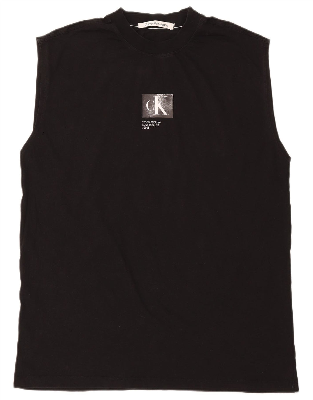 Calvin Klein Jeans Masculino Colete Gráfico Top Médio Algodão Preto