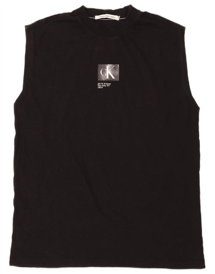 Calvin Klein Jeans Masculino Colete Gráfico Top Médio Algodão Preto
