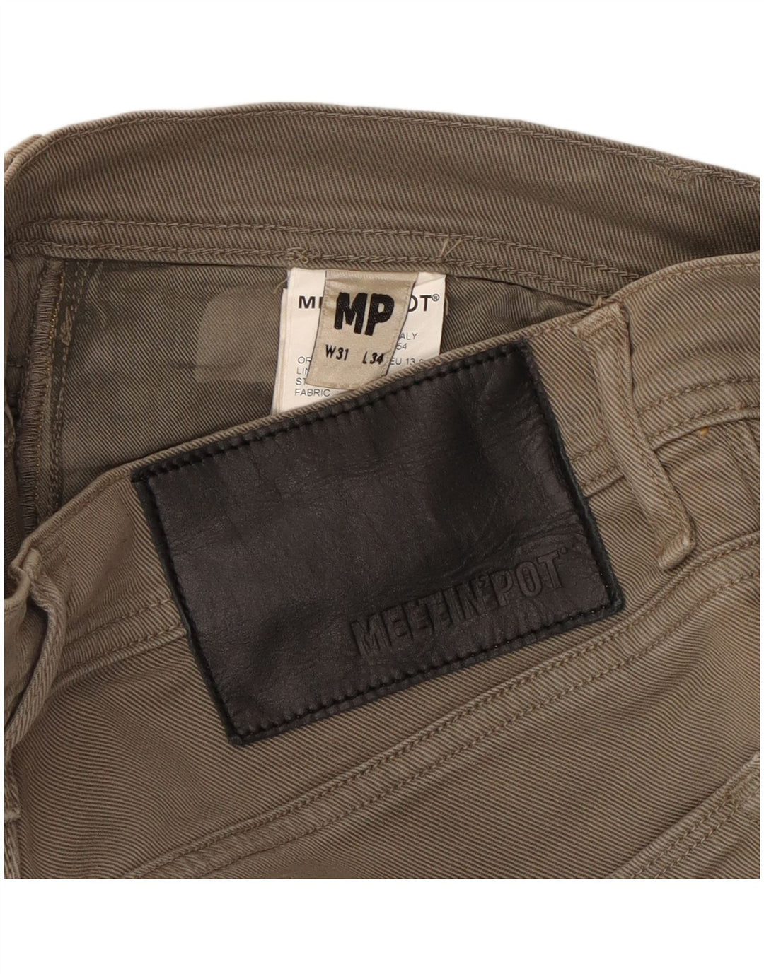 MELTIN' POT Calça jeans masculina slim W31 L34 algodão cáqui