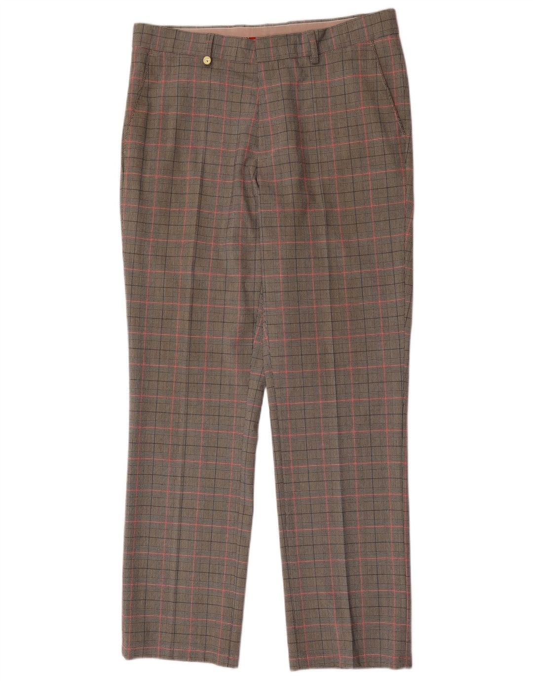Calças retas masculinas Golfino W34 L31 poliéster xadrez cinza